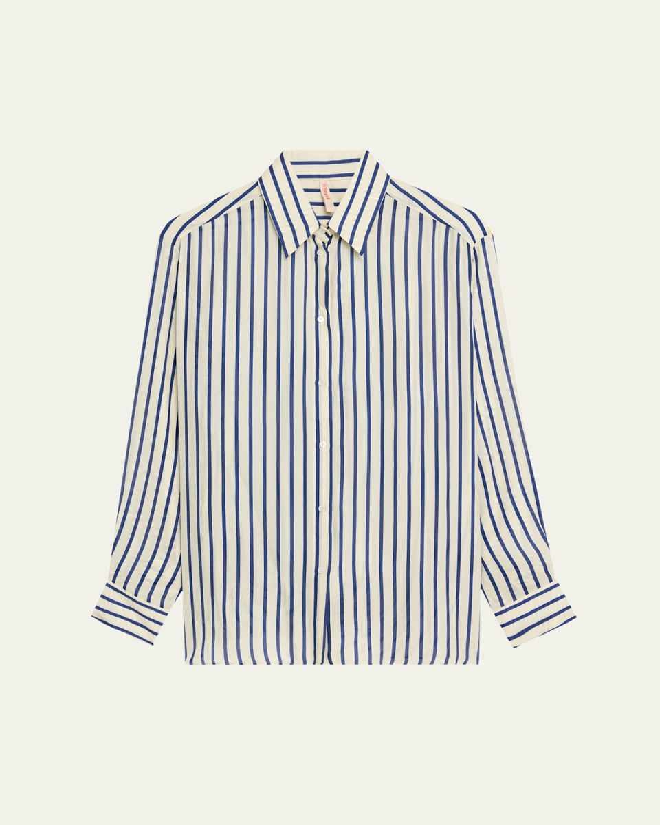 Anais Stripe Button Down Silk Blouse
